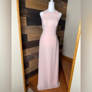 Hayley Paige Occasions Chiffon Light Pastel Pink Evening Prom Dress, Size 4